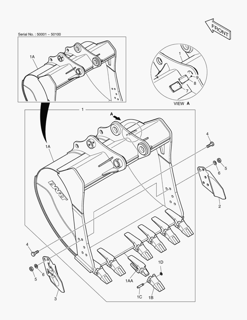 6370 BUCKET ASS`Y - 1.49mВі(63`) - SIDE PIN