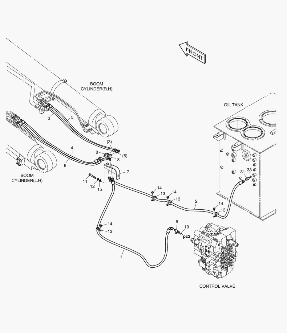 ТРУБОПРОВОД СЕРВОУПРАВЛЕНИЯ - ГИДРОЗАМОК СТРЕЛЫ