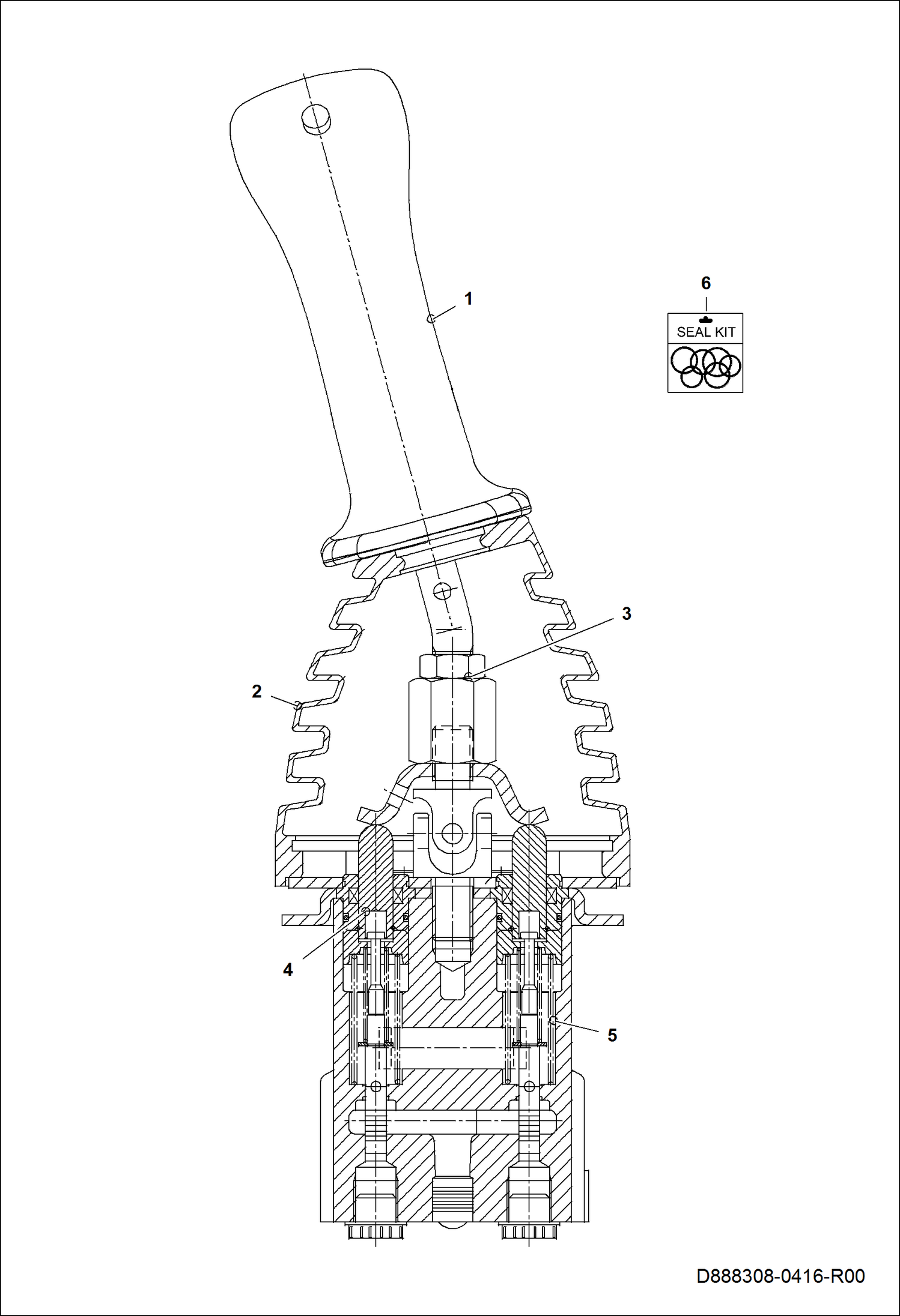 ДЖОЙСТИК УПРАВЛЕНИЯ ОБРАТНОЙ ЛОПАТОЙ - ПРАВАЯ СТОРОНА