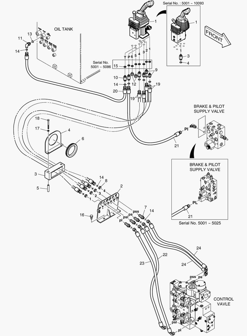 ТРУБОПРОВОД СЕРВОУПРАВЛЕНИЯ - РЫЧАГ ПЕРЕДАЧИ + 2 КАТУШКИ