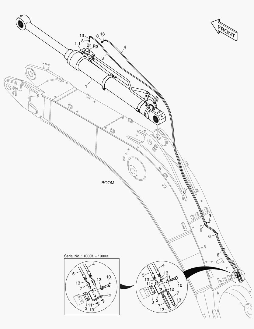 3160 BOOM PIPING - ARM LOCK VALVE(BOOM 6.65m)