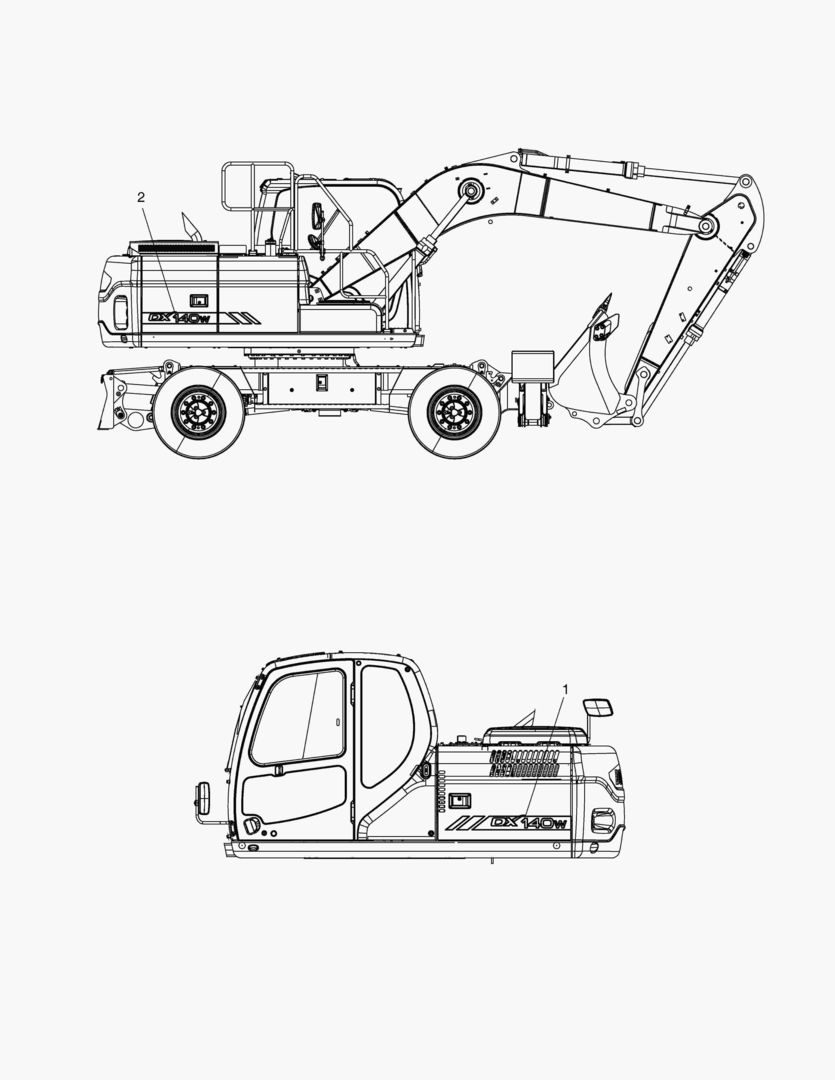 ПРЕДУПРЕЖДАЮЩАЯ ТАБЛИЧКА - НИМЕНОВАНИЕ ТЕХНИКИ(DX140W)