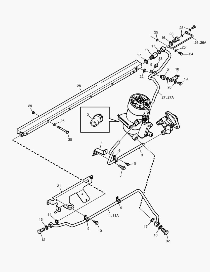 036 FUEL FILTER UNIT, FUEL PIPES, FUEL MANIFOLD