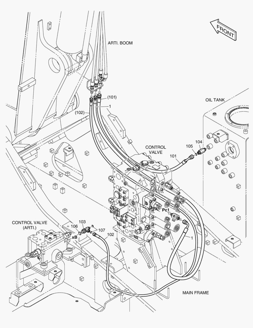 ТРУБОПРОВОД СЕРВОУПРАВЛЕНИЯ - ГИДРОЗАМОК(ШАРНИРНАЯ СТРЕЛА)