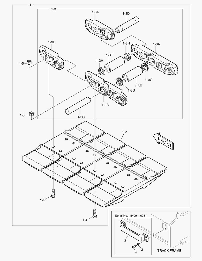 Схема 6801 RUBBER SHOE ASS`Y - 500G(LONG CRAWLER) [5409~]