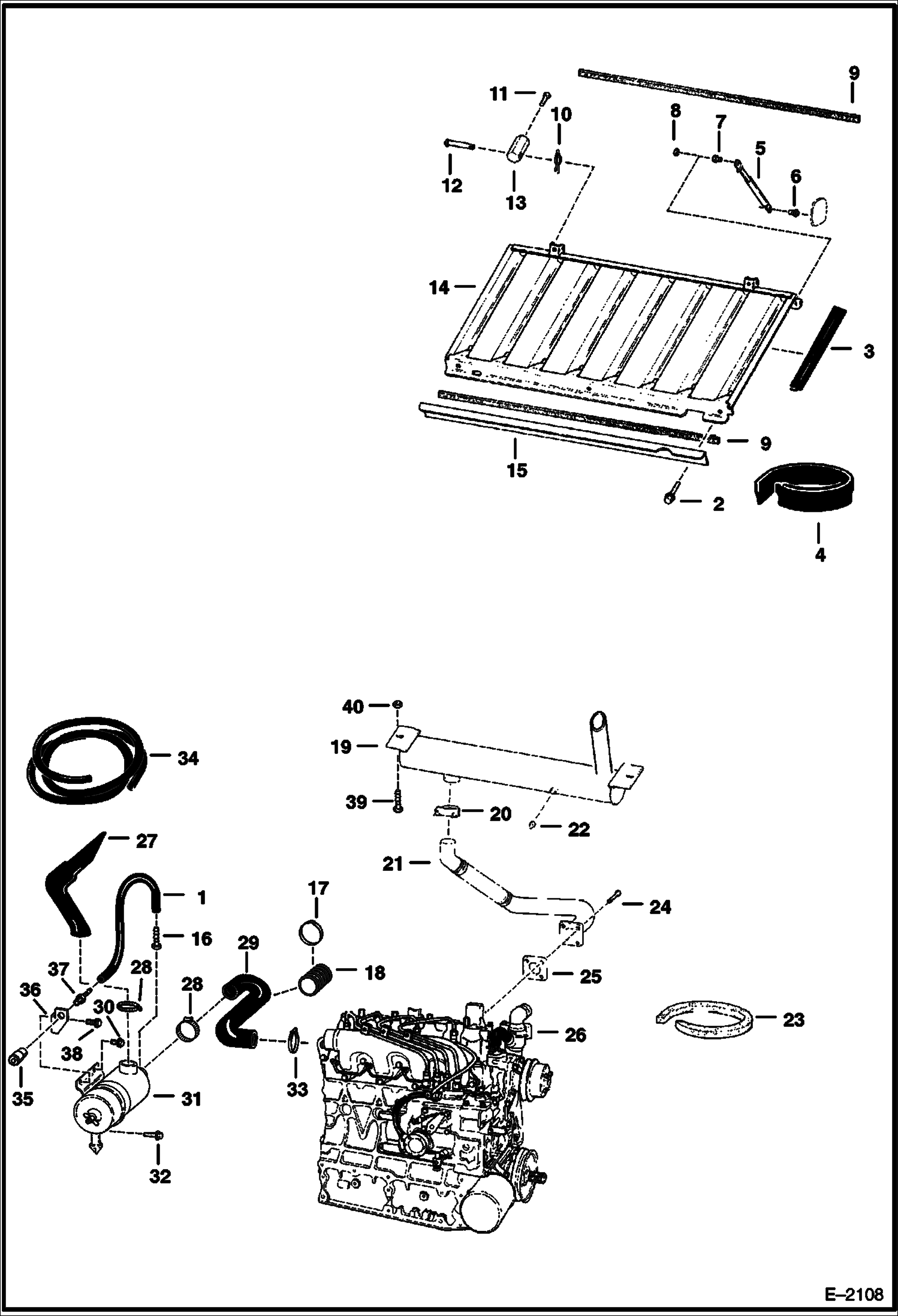 ДВИГАТЕЛЬ И КРЕПЕЖНЫЕ ДЕТАЛИ (ВОЗДУХООЧИСТИТЕЛЬ, ГЛУШИТЕЛЬ И ОКОННАЯ РЕШЕТКА)