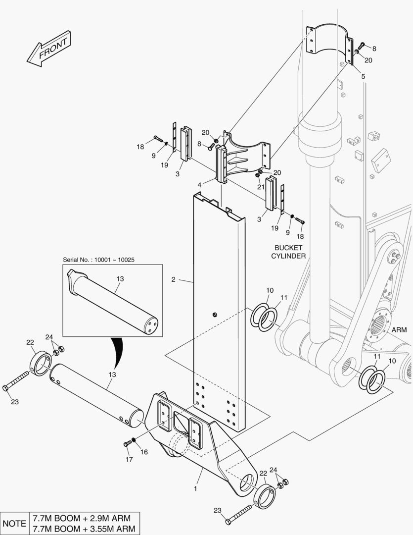 6670 BUCKET CYLINDER COVER - BOOM 7.7m