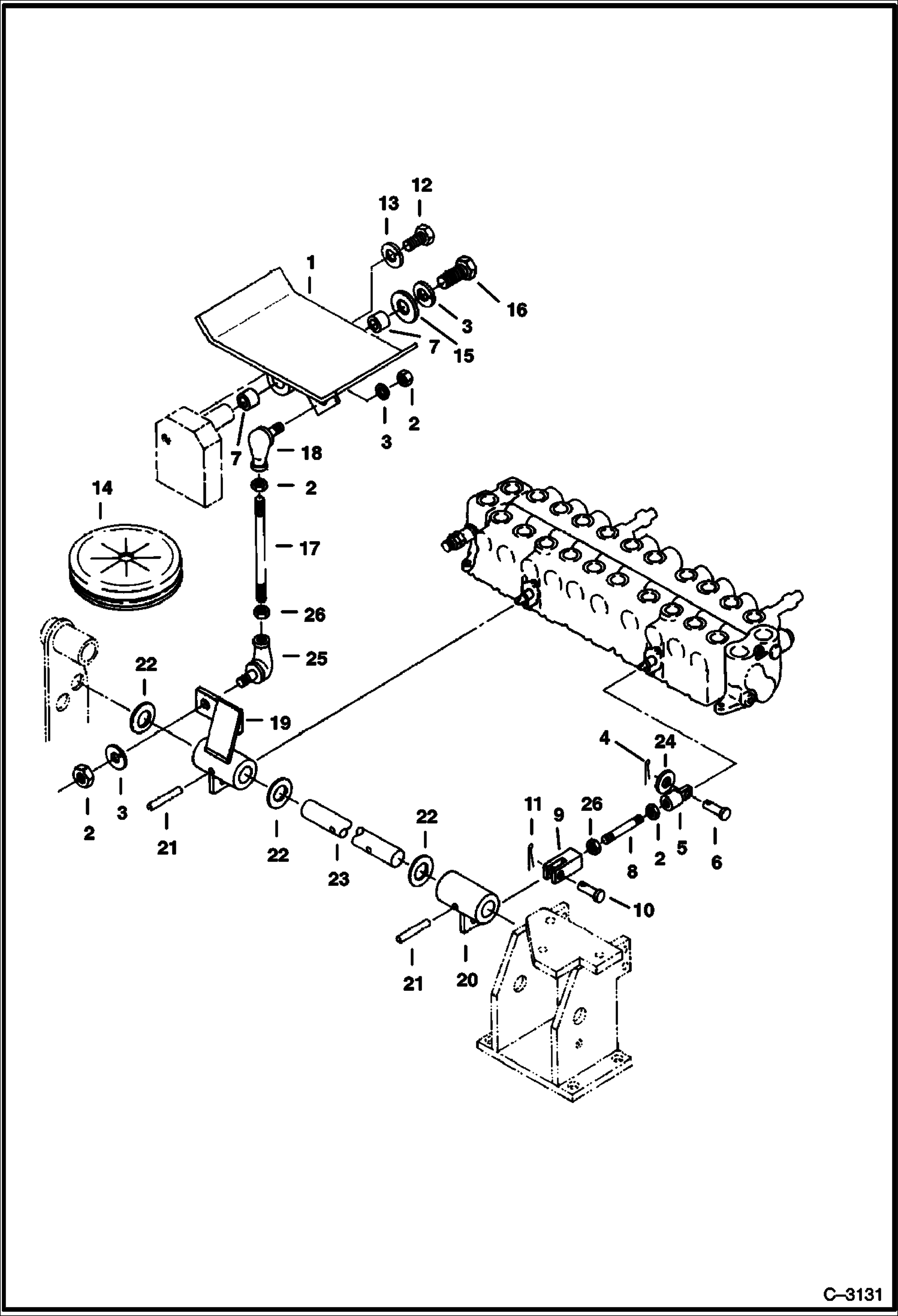 ПЕДАЛЬ УПРАВЛЕНИЯ (ВСПОМОГАТЕЛЬНЫЕ ГИДРАВЛИЧЕСКИЕ МЕХАНИЗМЫ) (СЕРИЙНЫЙ НОМЕР 508211001 - 508211308)