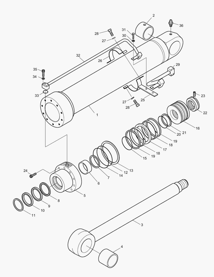 Схема ЦИЛИНДР СТРЕЛЫ(ЛЕВОСТОРОННИЙ)-ГИДРОЗАМОК