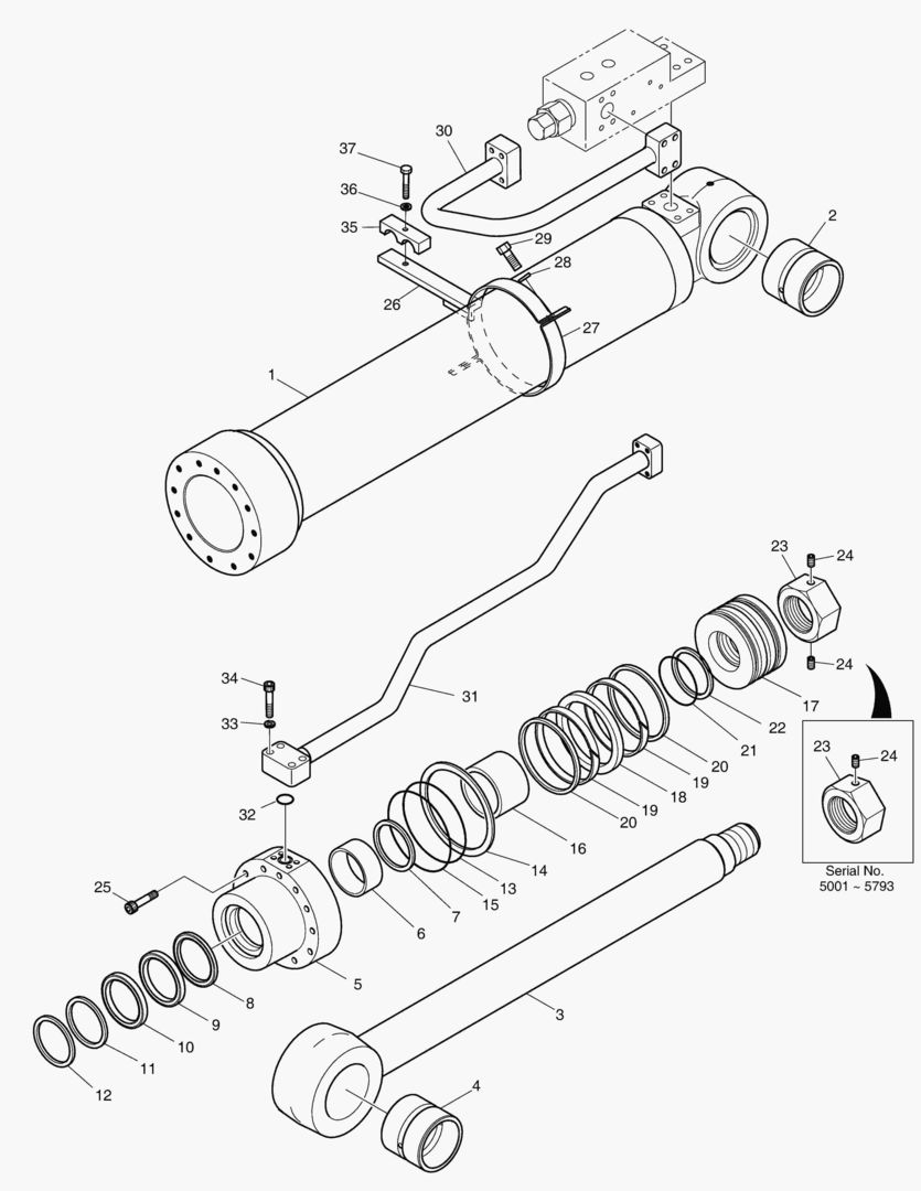 4320 BOOM CYLINDER - R.H (LOCK VALVE) [5001~5800]