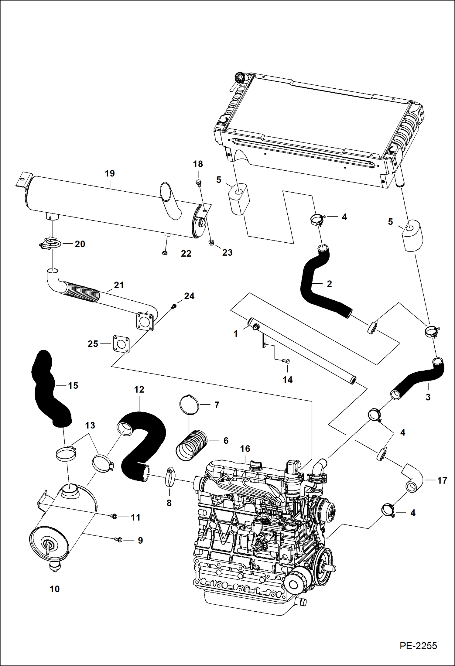 ДВИГАТЕЛЬ И КРЕПЕЖНЫЕ ДЕТАЛИ (ВОЗДУХООЧИСТИТЕЛЬ, ГЛУШИТЕЛЬ)