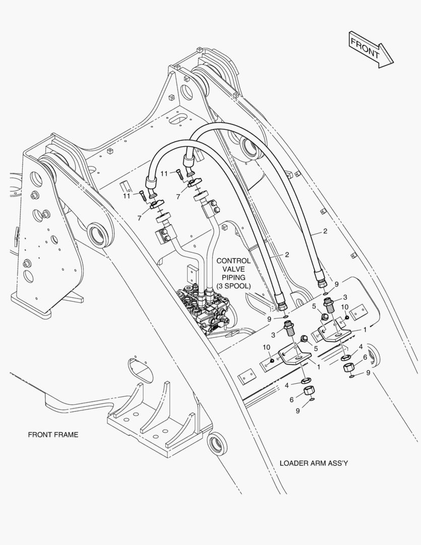 ГИДРОСИСТЕМА РУКОЯТИ ПОГРУЗЧИКА - 3 КАТУШКИ