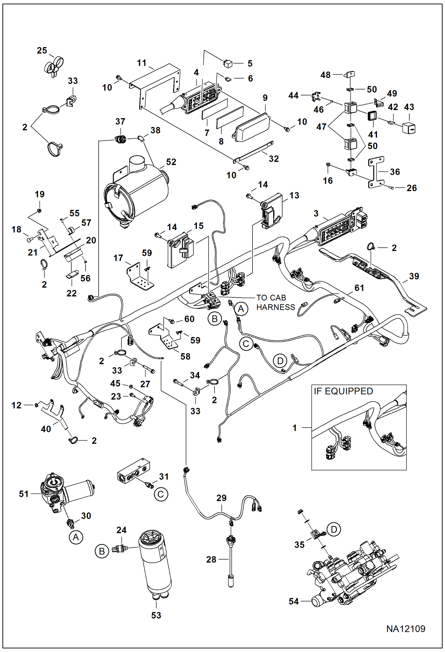 ЭЛЕКТРОСХЕМА ДВИГАТЕЛЯ (ГЛАВНЫЙ ЖГУТ ПРОВОДОВ РАМЫ И ДАТЧИКИ ФИЛЬТРА) (СЕРИЙНЫЙ НОМЕР A3NT15054 - A3NT18707, A3NU11539 - A3NU13076)