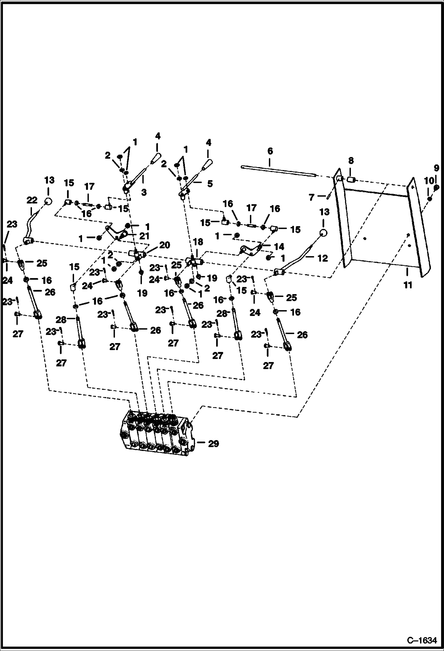 Схема ЭКСКАВАТОР-ПОГРУЗЧИК (МЕХАНИЗМ РУЧНОГО УПРАВЛЕНИЯ) (914A)