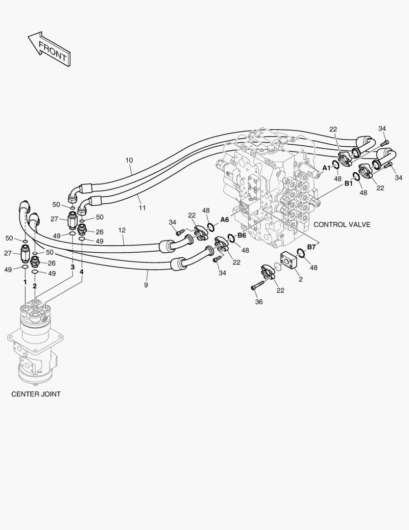 Схема 1330 MAIN PIPING(4) - CENTER JOINT