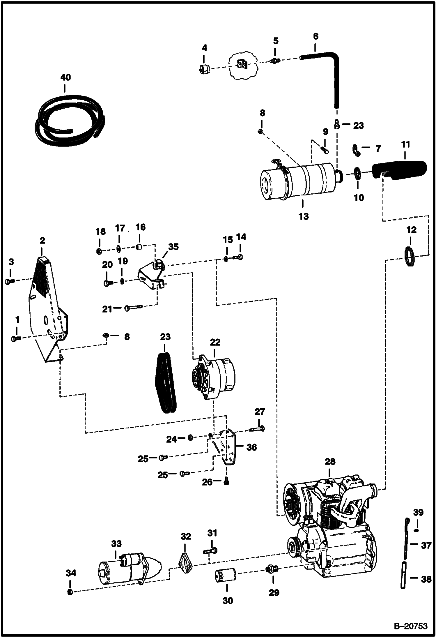 ДВИГАТЕЛЬ И КРЕПЕЖНЫЕ ДЕТАЛИ (DEUTZ 511 - СЕРИЙНЫЙ НОМЕР 14001 И ВЫШЕ)