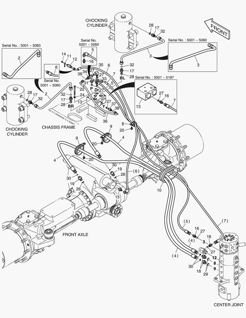 Спецтехника 2170 STEER & CHOCKING PIPING