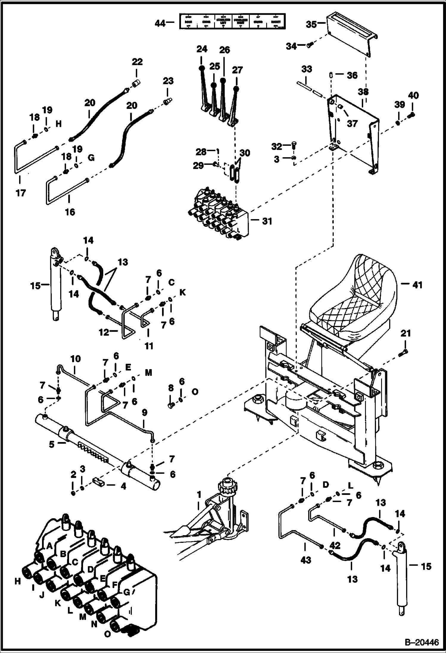 ЭКСКАВАТОР-ПОГРУЗЧИК (ГИДРАВЛИКА ОСНОВНОЙ РАМЫ) (D-15 - 00500 И ВЫШЕ)