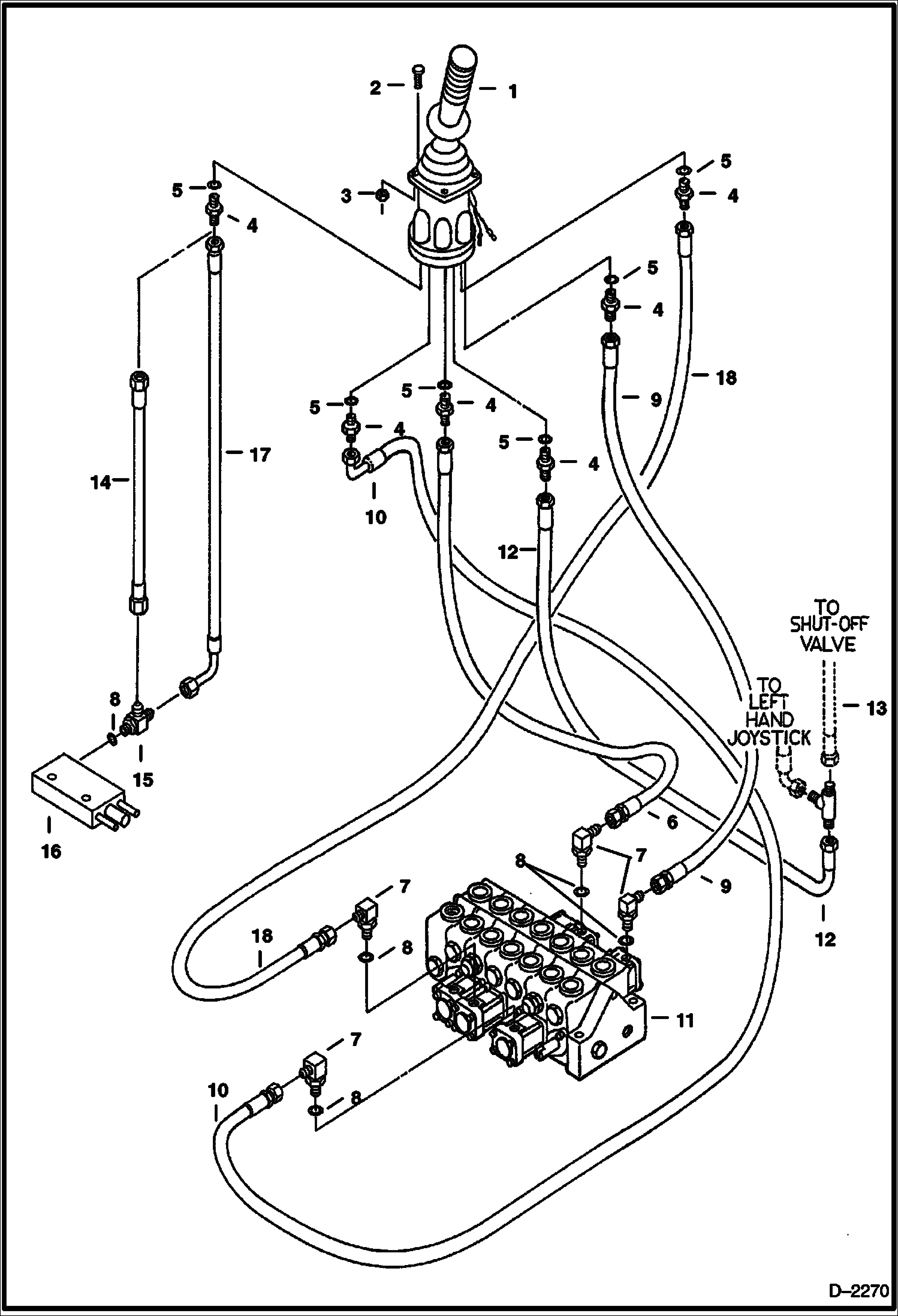 ПРАВОСТОРОННИЙ ДЖОЙСТИК УПРАВЛЕНИЯ (КОВШ И РУКОЯТЬ) (СТАНДАРТНАЯ СХЕМА УПРАВЛЕНИЯ)