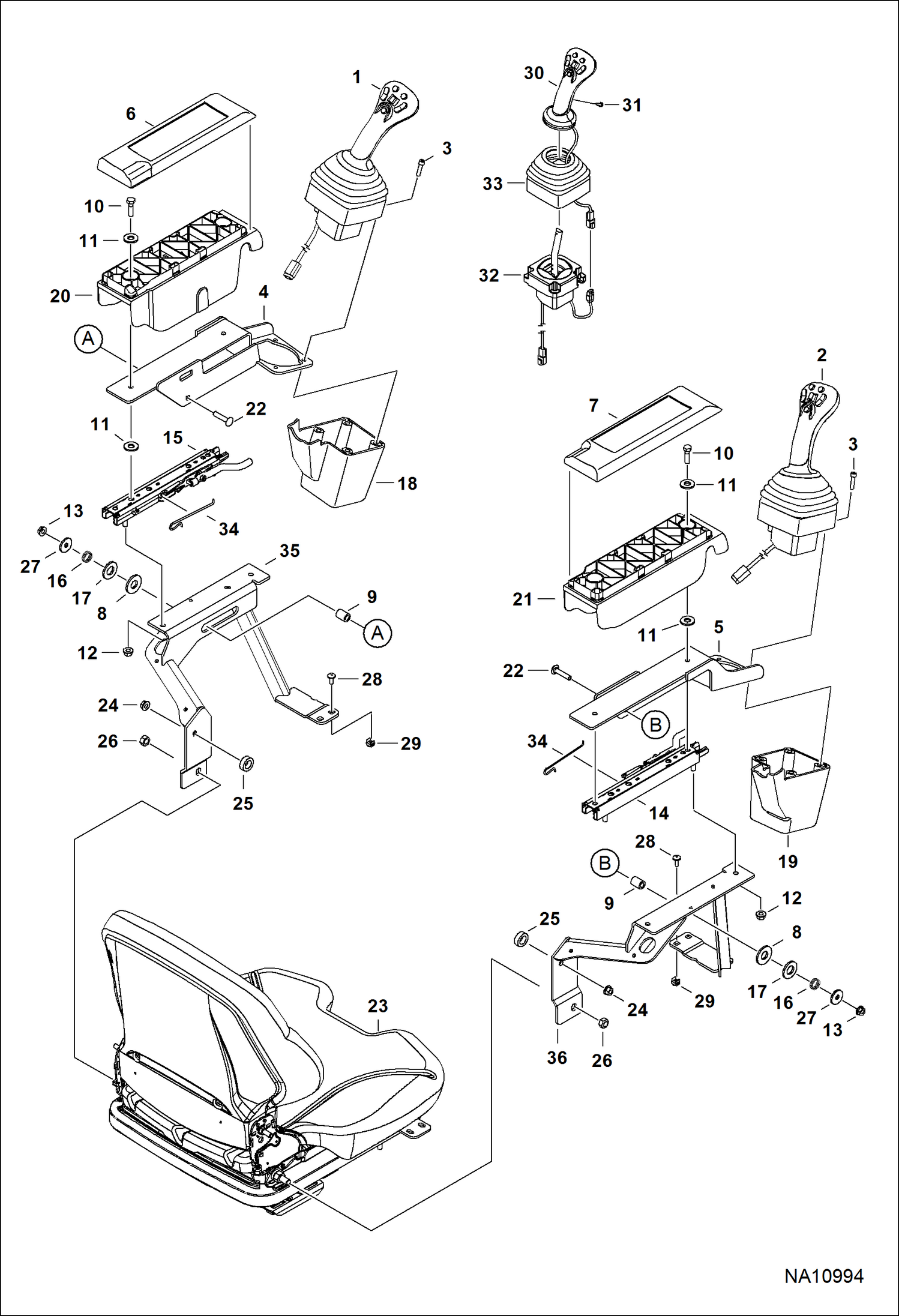 Схема ЭЛЕКТРИЧЕСКИЕ УСТРОЙСТВА УПРАВЛЕНИЯ(МНОГОРЕЖИМНЫЙ ДЖОЙСТИК УПРАВЛЕНИЯ) (УПОР РУКОЯТИ В СБОРЕ) (СЕРИЙНЫЙ НОМЕР AZN511823 И ВЫШЕ)