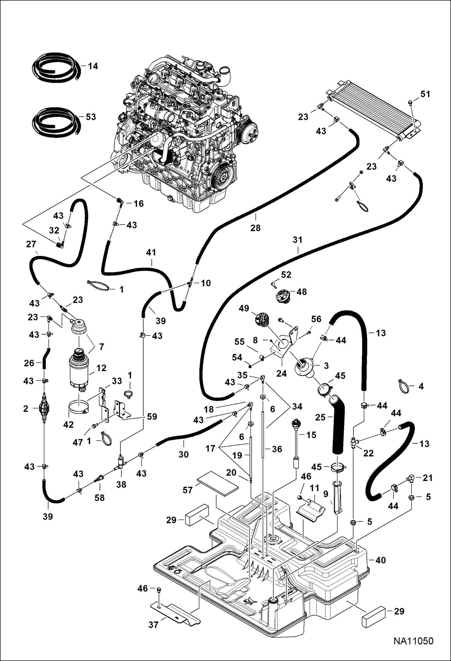 ДВИГАТЕЛЬ И КРЕПЕЖНЫЕ ДЕТАЛИ (СИСТЕМА ПОДАЧИ ТОПЛИВА) (СЕРИЙНЫЙ НОМЕР AT5J11158 И ВЫШЕ)