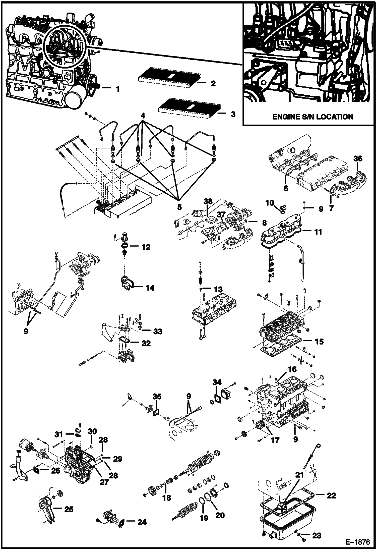 ДВИГАТЕЛЬ И КОМПЛЕКТ ПРОКЛАДОК (KUBOTA - V2003T)