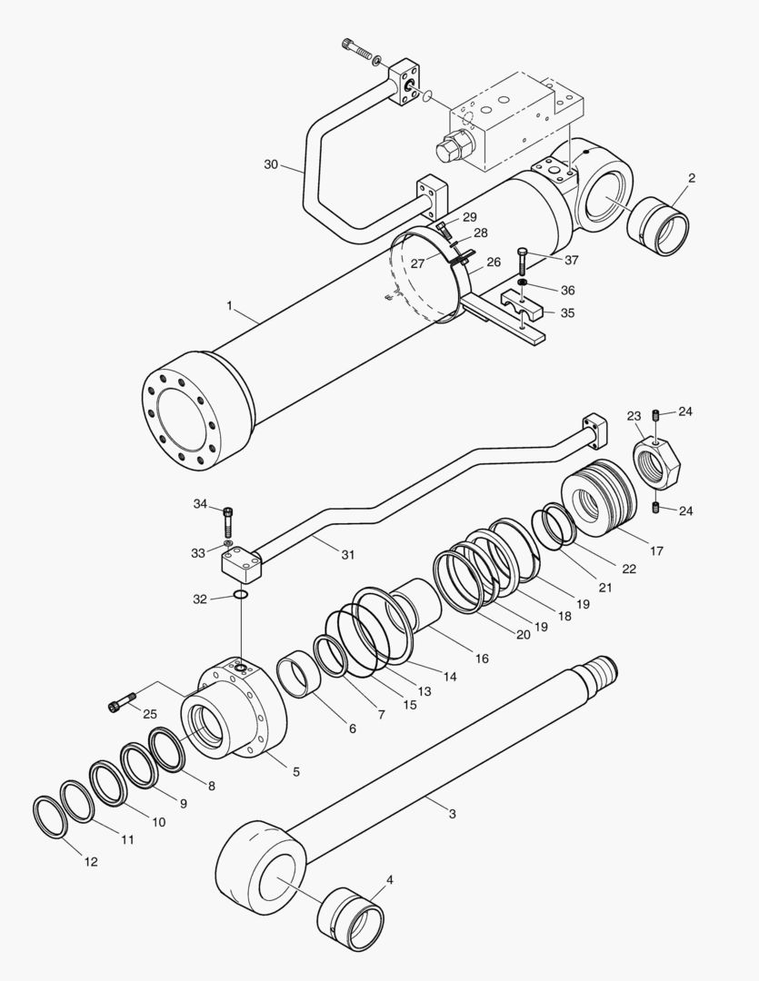4340 BOOM CYLINDER - L.H (LOCK VALVE) [1001~1005]