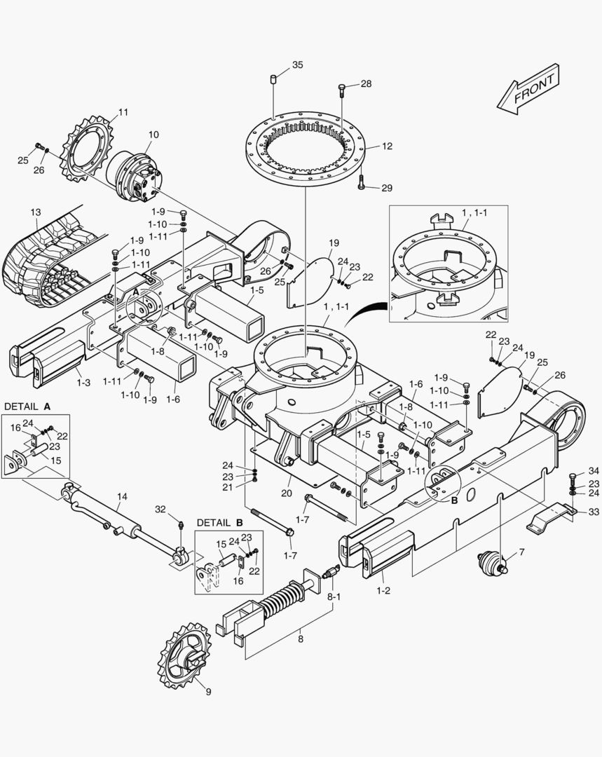 РАМА ГУСЕНИЦЫ - РЕГУЛИРУЕМАЯ ГУСЕНИЦА