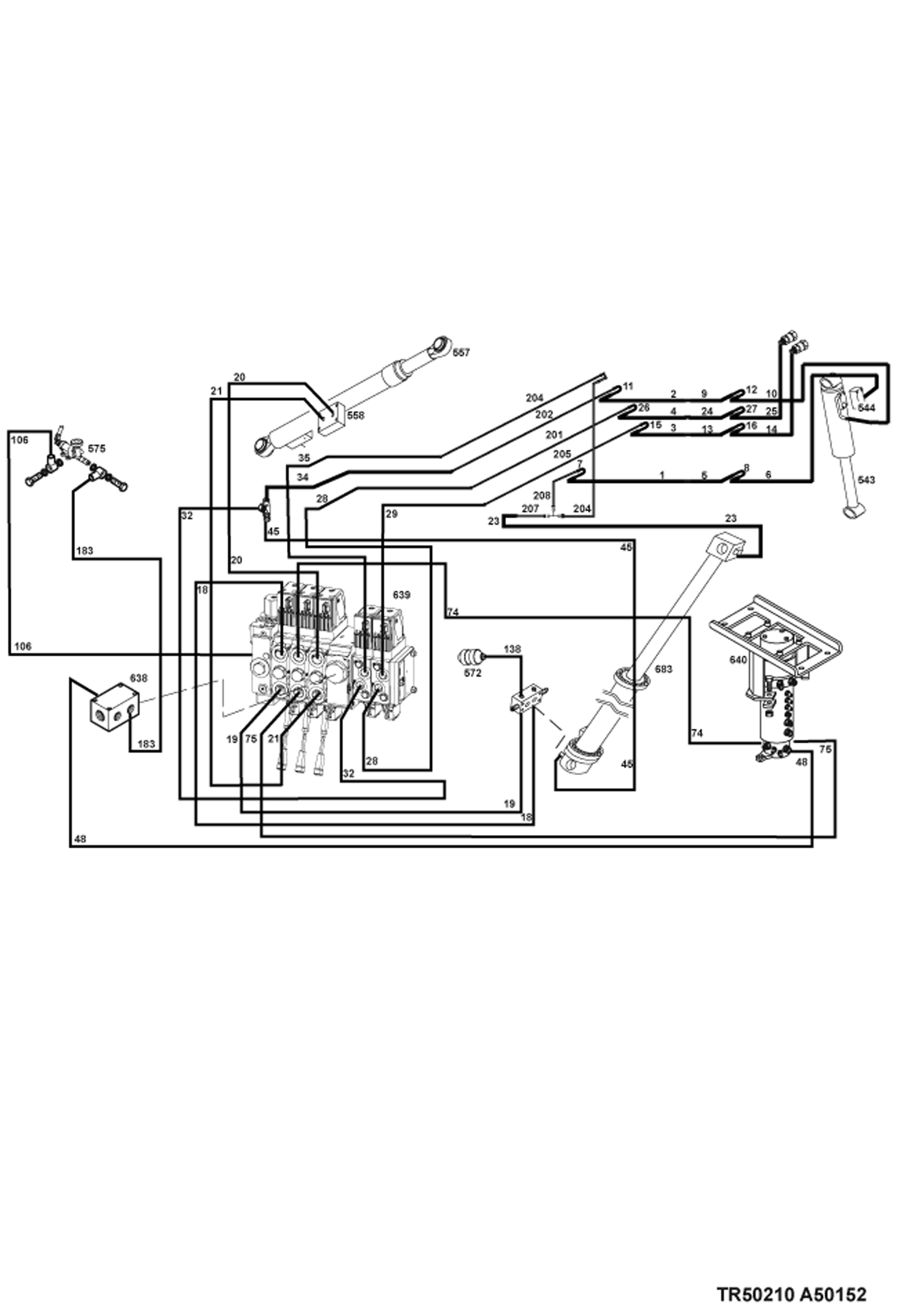 СХЕМА ГИДРАВЛИЧЕСКОЙ СИСТЕМЫ (СТРЕЛА) (СЕРИЙНЫЙ НОМЕР И ВЫШЕ)