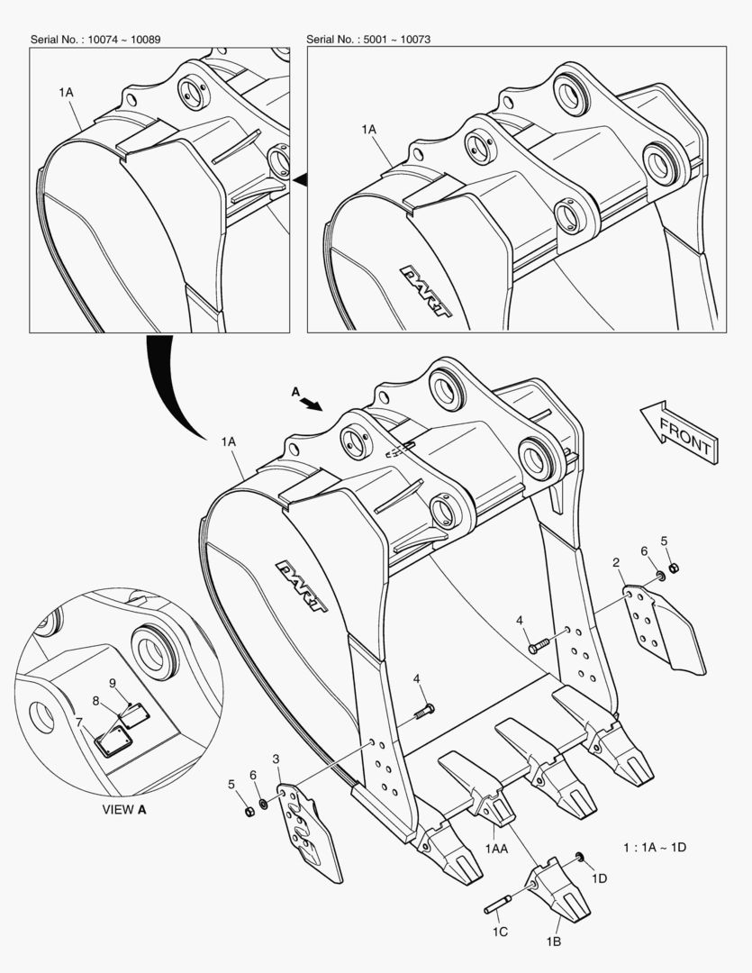 3130 BUCKET - 2.01гЋҐ(54`) - SIDE PIN [5001~10107]