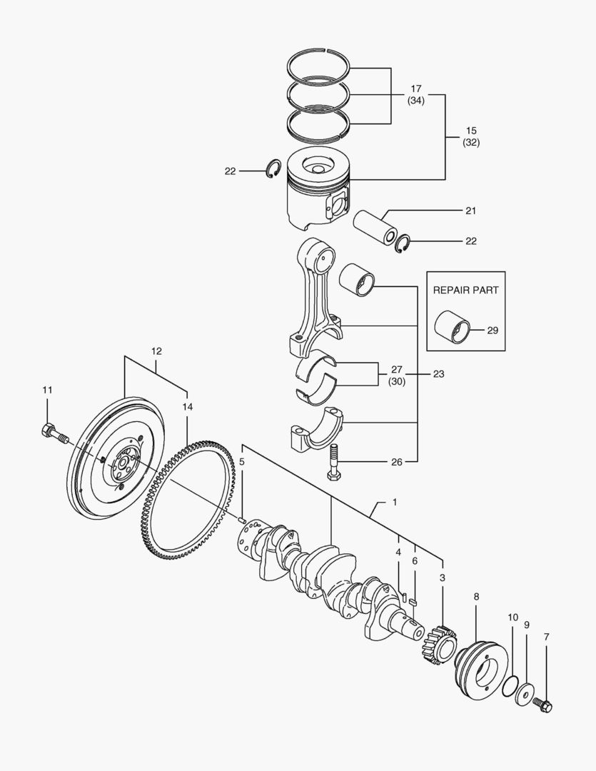 077 CRANKSHAFT & PISTON [1681~]