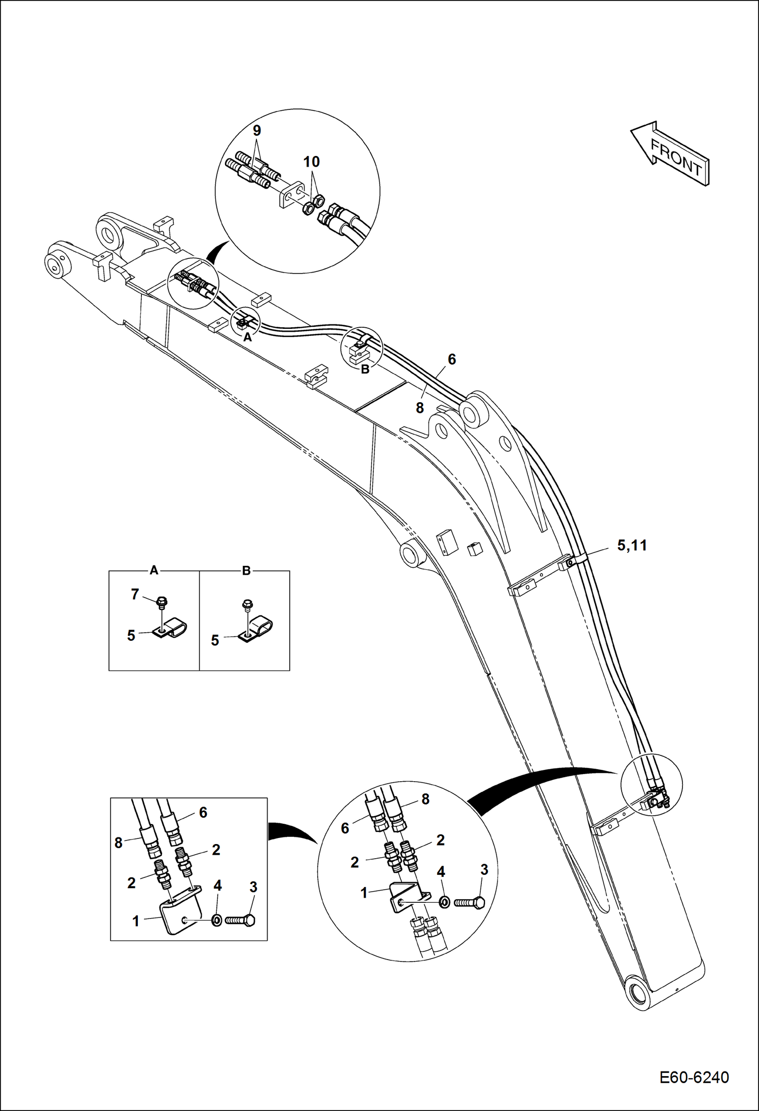 СХЕМА ГИДРАВЛИЧЕСКОЙ СИСТЕМЫ (СТРЕЛА) (БЫСТРОУСТАНАВЛИВАЕМЫЙ ФИКСАТОР)
