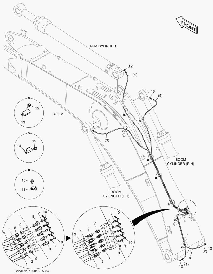 6685 LUBRICATION PIPING - BOOM 6.65m(WITHOUT AGS)