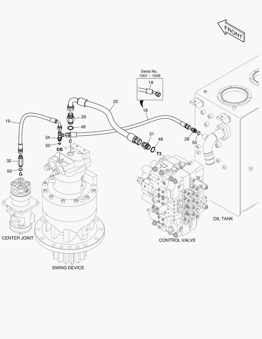 1250 OIL COOLER PIPING(3) - SWING DEVICE