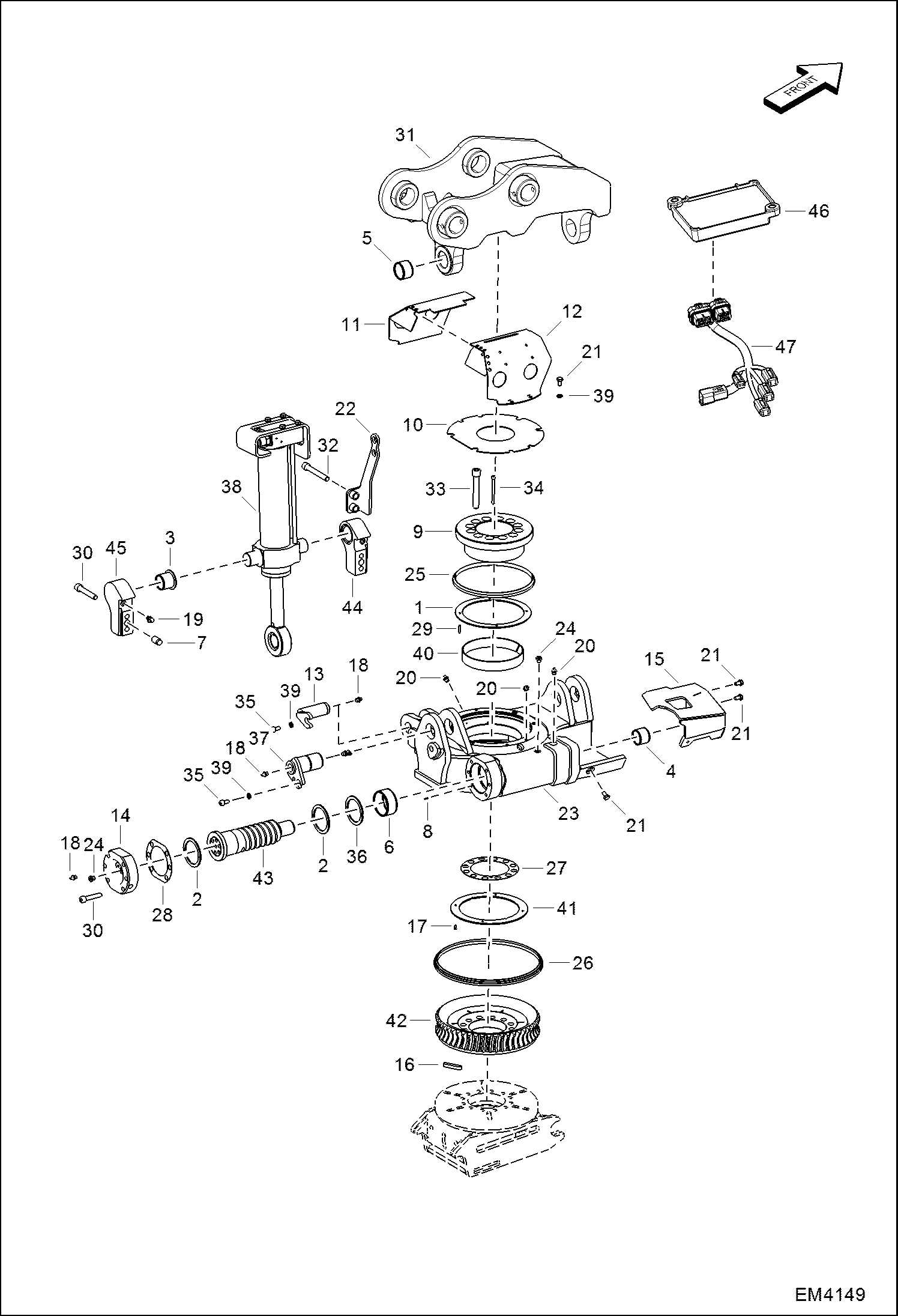 ПОВОРОТНО-НАКЛОННЫЙ МЕХАНИЗМ (ПОВОРОТНО-НАКЛОННЫЙ МЕХАНИЗМ ) (СЕРИЙНЫЙ НОМЕР AFF000101 И ВЫШЕ)