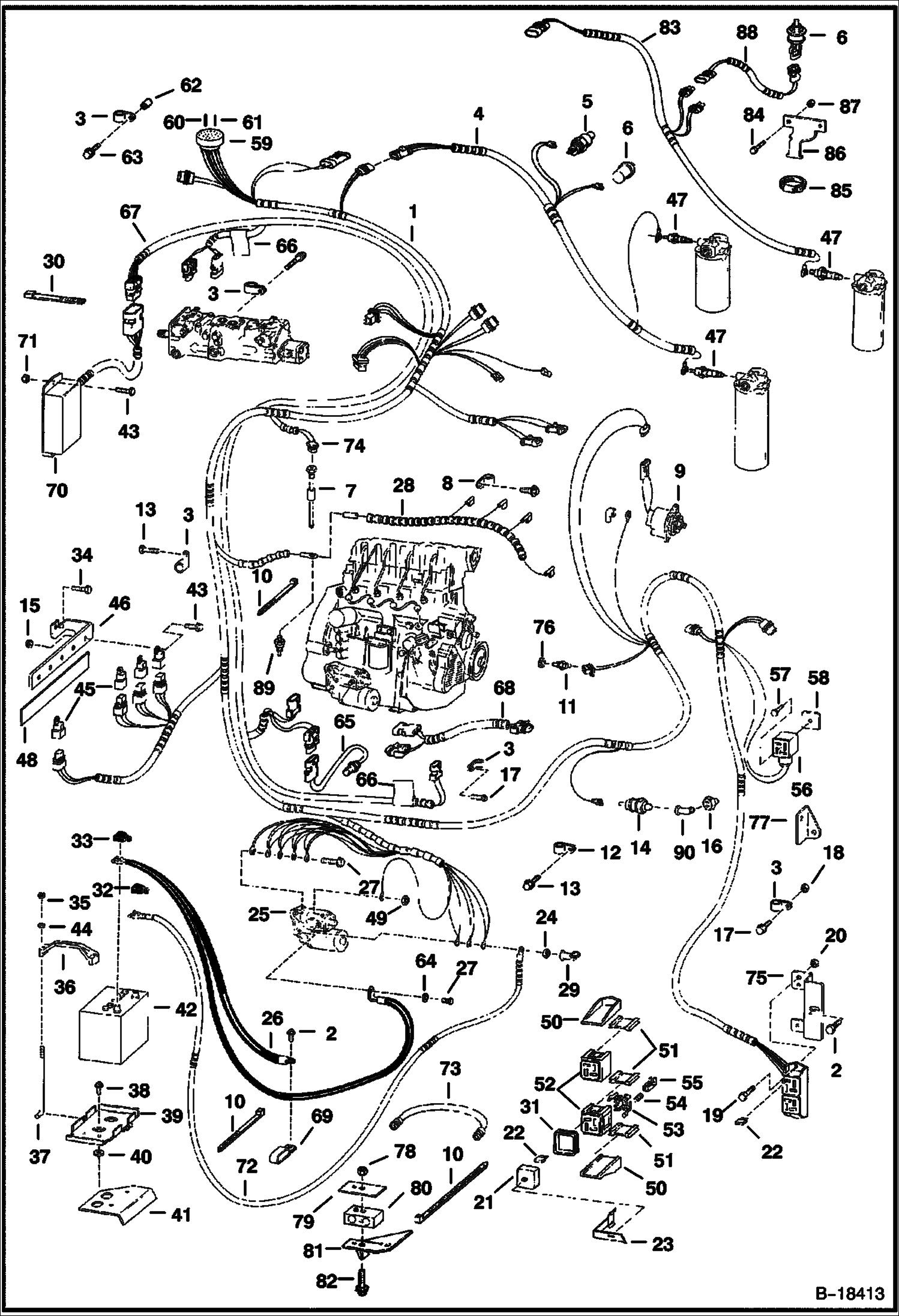ЭЛЕКТРОСХЕМА ДВИГАТЕЛЯ (БЕЗ B.O.S.S. (ОПЦИЯ))