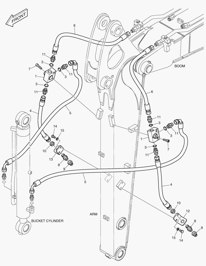 ГИДРОСИСТЕМА РУКОЯТИ - ГРЕЙФЕРНЫЙ КОВШ(РУКОЯТЬ 1.48 м)