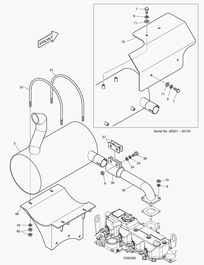 МОНТАЖ ДВИГАТЕЛЯ(4)-ГЛУШИТЕЛЬ