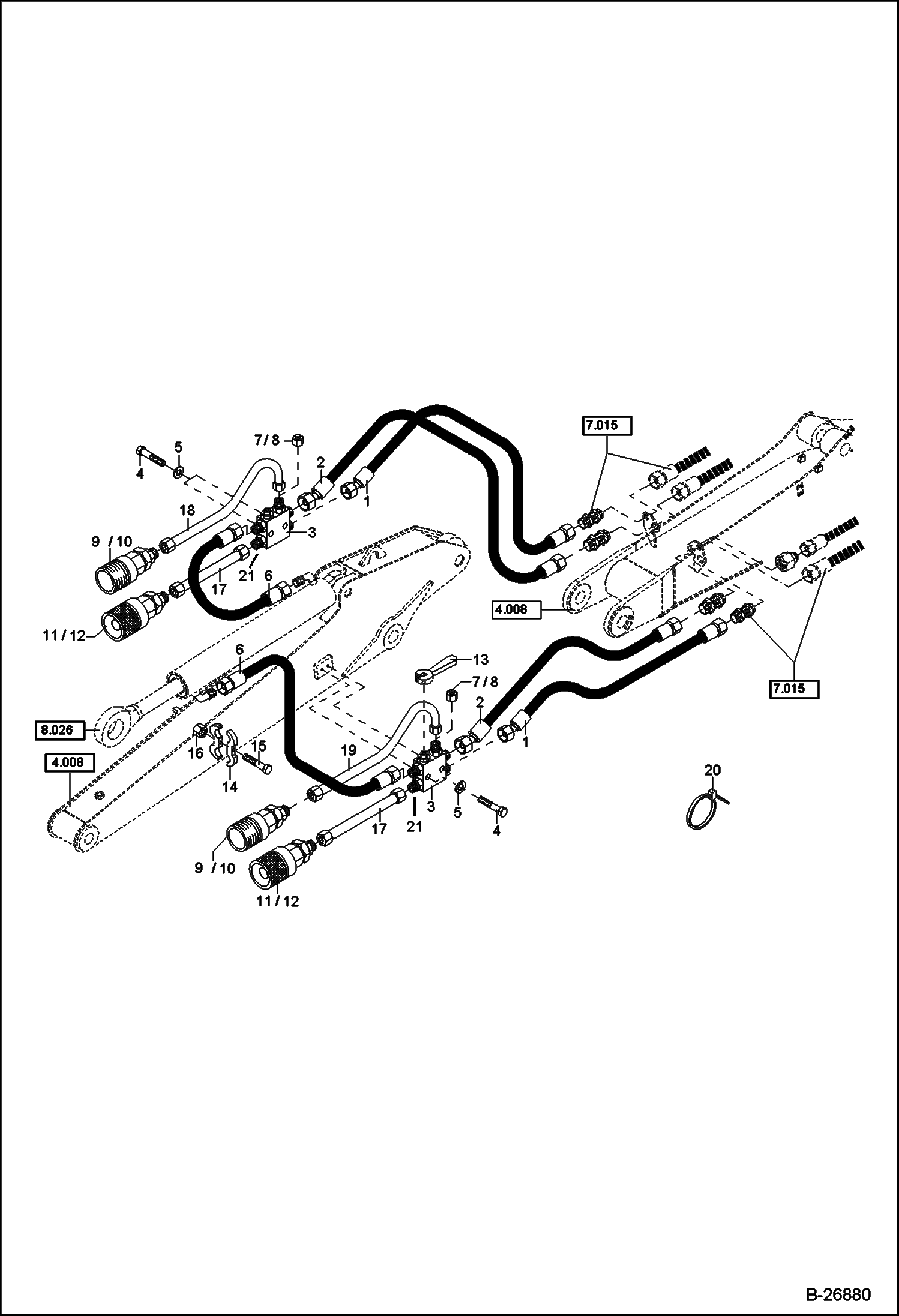 ГИДРОУСТАНОВКА РУКОЯТЬ ЧЕРПАКА, ОДИНОЧНЫЙ 2000 ММ