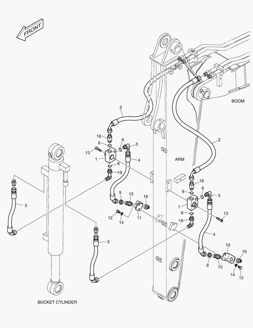 ГИДРОСИСТЕМА РУКОЯТИ - ГРЕЙФЕРНЫЙ КОВШ(РУКОЯТЬ 1.6 м)