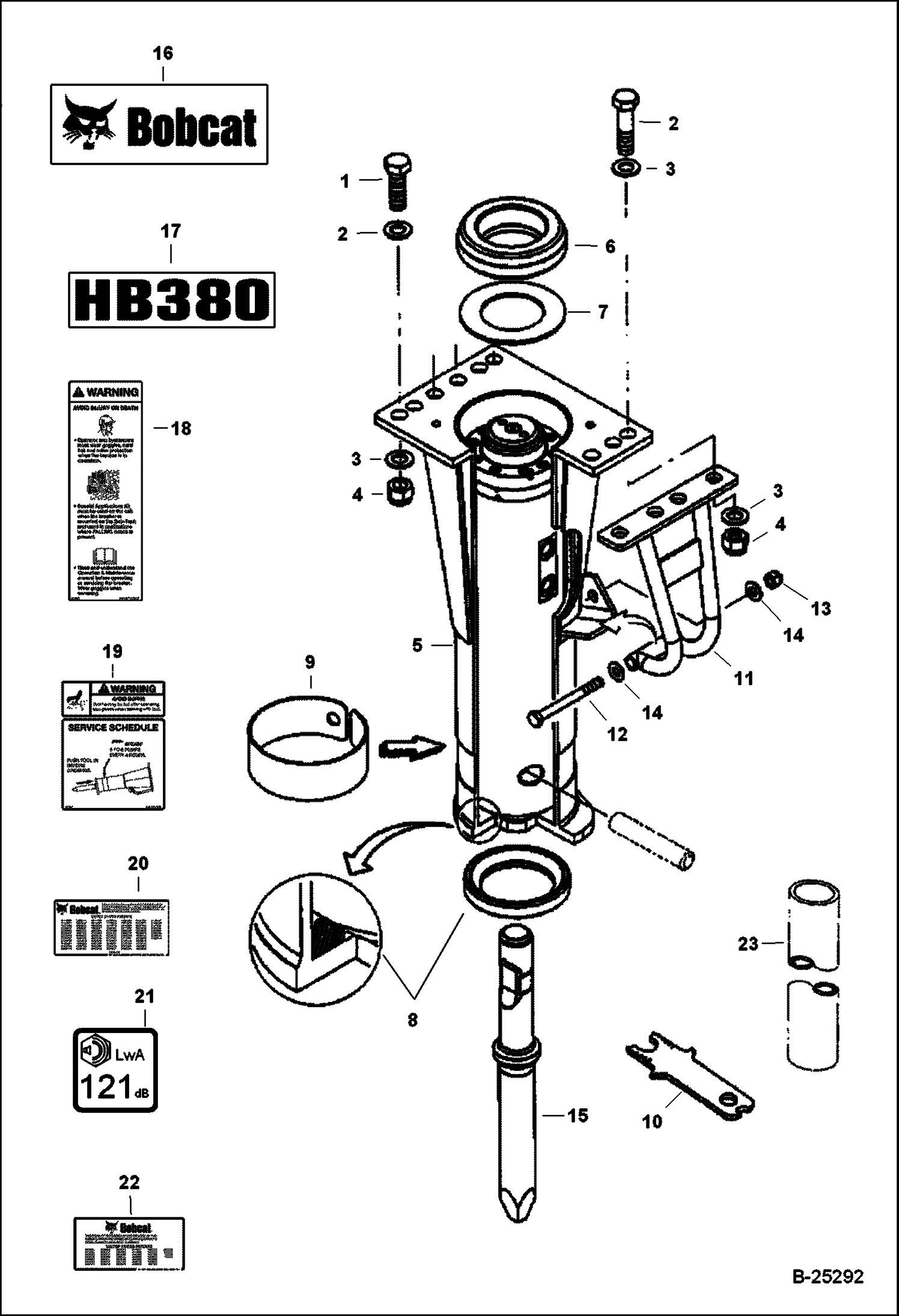 ГИДРОМОЛОТ - ТОЛЬКО ЕВРОПА (РАМА ШАССИ И КРЕПЕЖНЫЕ ДЕТАЛИ) (HB380 A01Q)