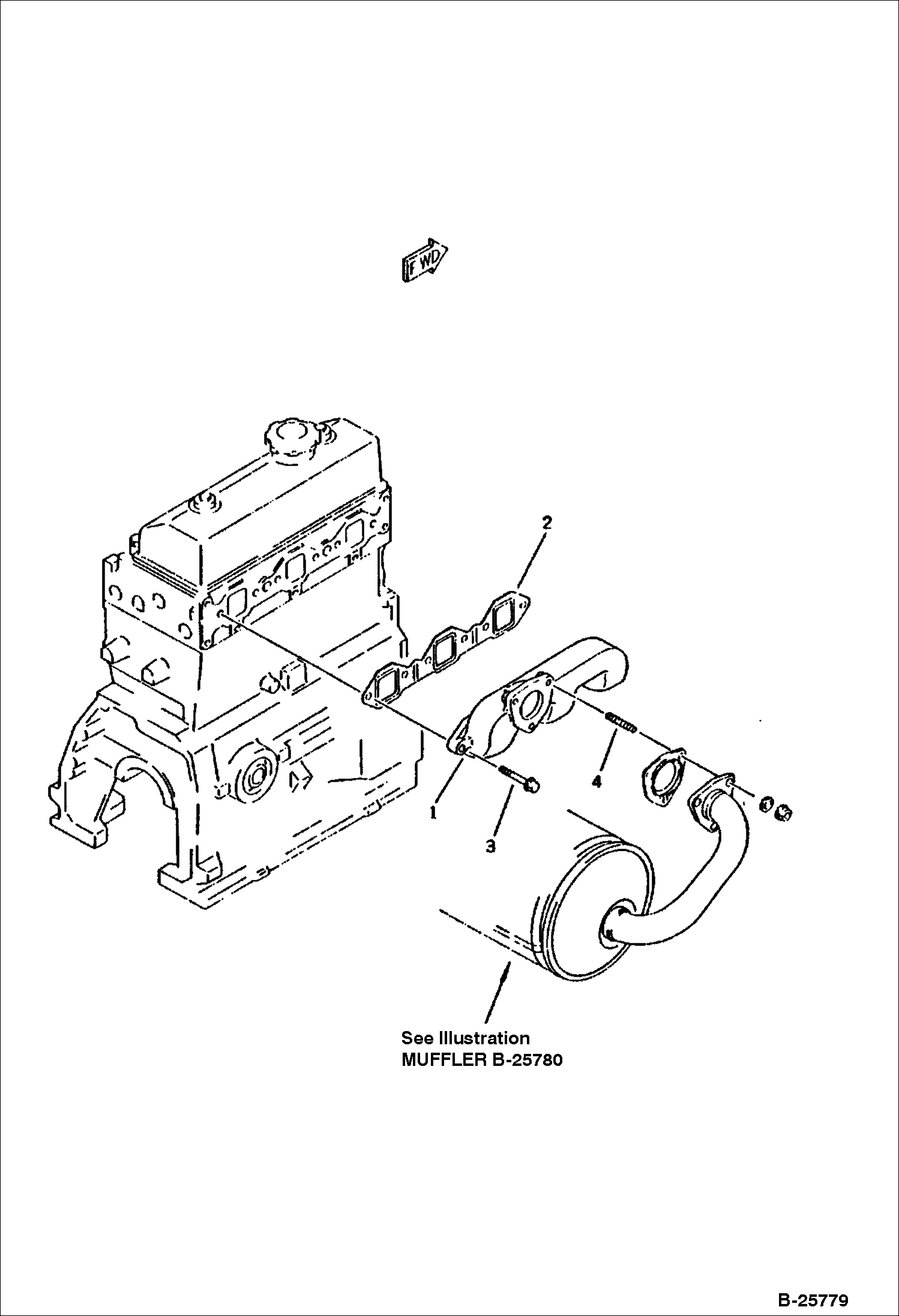 Схема ВЫХЛОПНОЙ ТРУБОПРОВОД ДВИГАТЕЛЯ