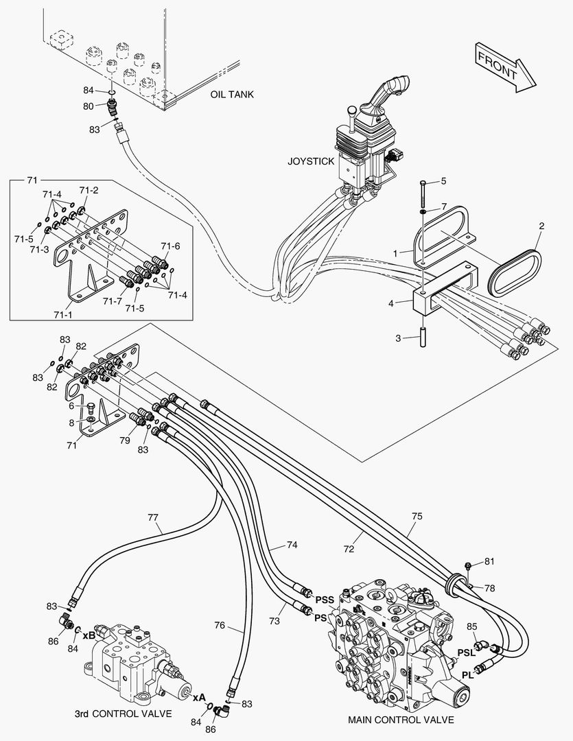 Схема ТРУБОПРОВОД СЕРВОУПРАВЛЕНИЯ - 3-Й РЫЧАГ