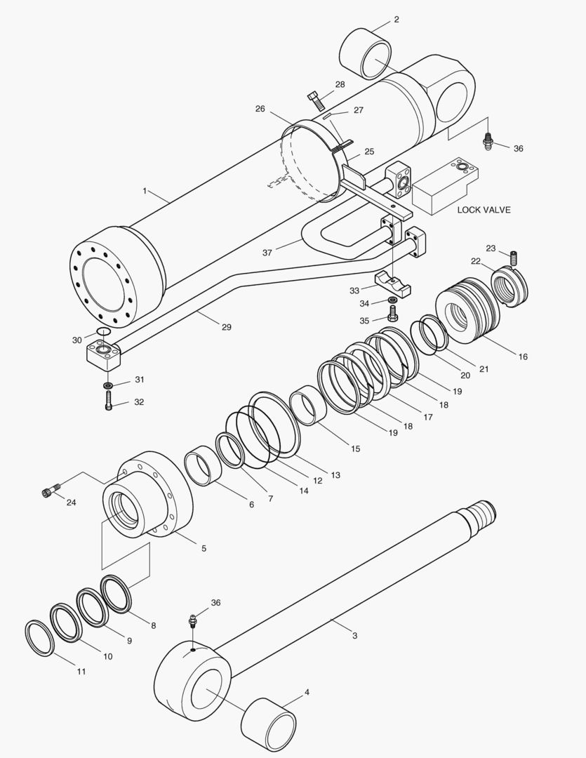 ЦИЛИНДР СТРЕЛЫ(ПРАВОСТОРОННИЙ)-ГИДРОЗАМОК