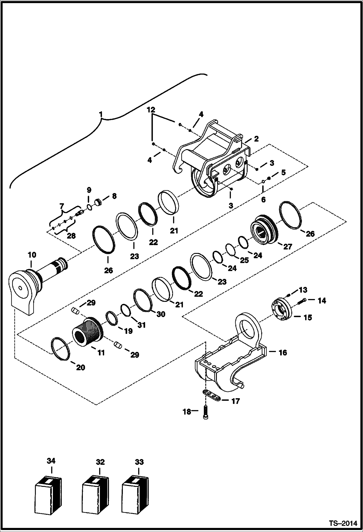 Схема УСТРОЙСТВО НАКЛОНА КОВША PTX-4 (335,337,341,435)