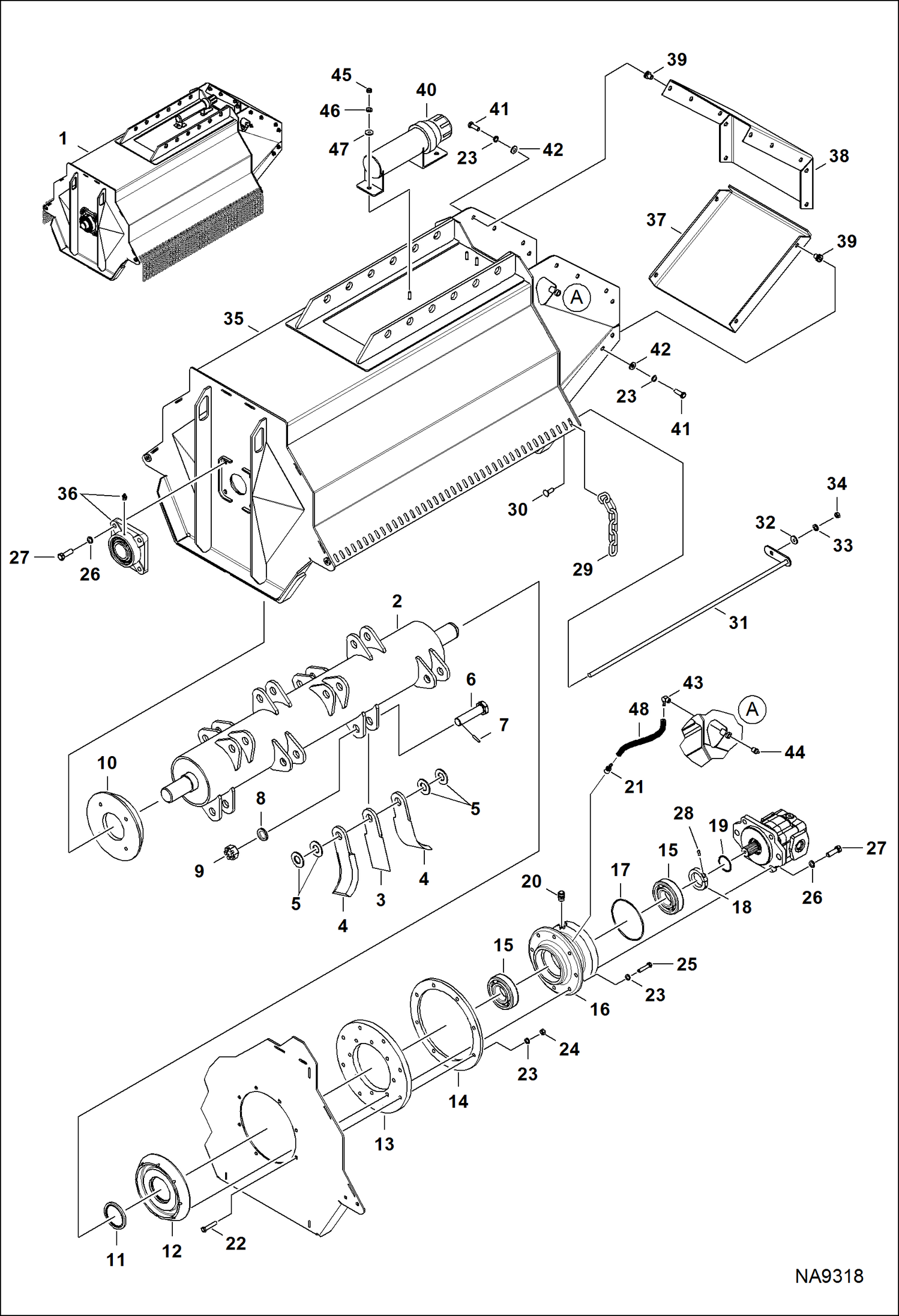 КОСИЛКА-ИЗМЕЛЬЧИТЕЛЬ (РАМА ШАССИ И РАБОЧАЯ ГРУППА) (40FM B1YT)
