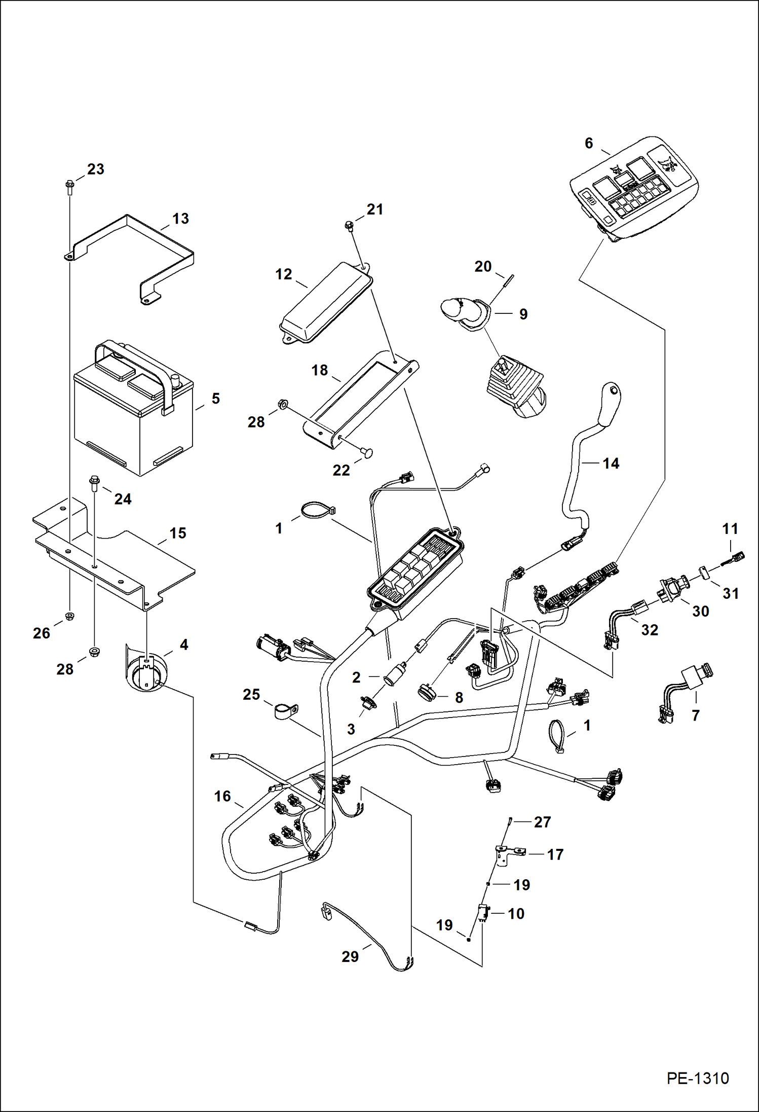 Схема ЭЛЕКТРИКА (ПУЛЬТ, РАСПОЛОЖЕННЫЙ СПРАВА)