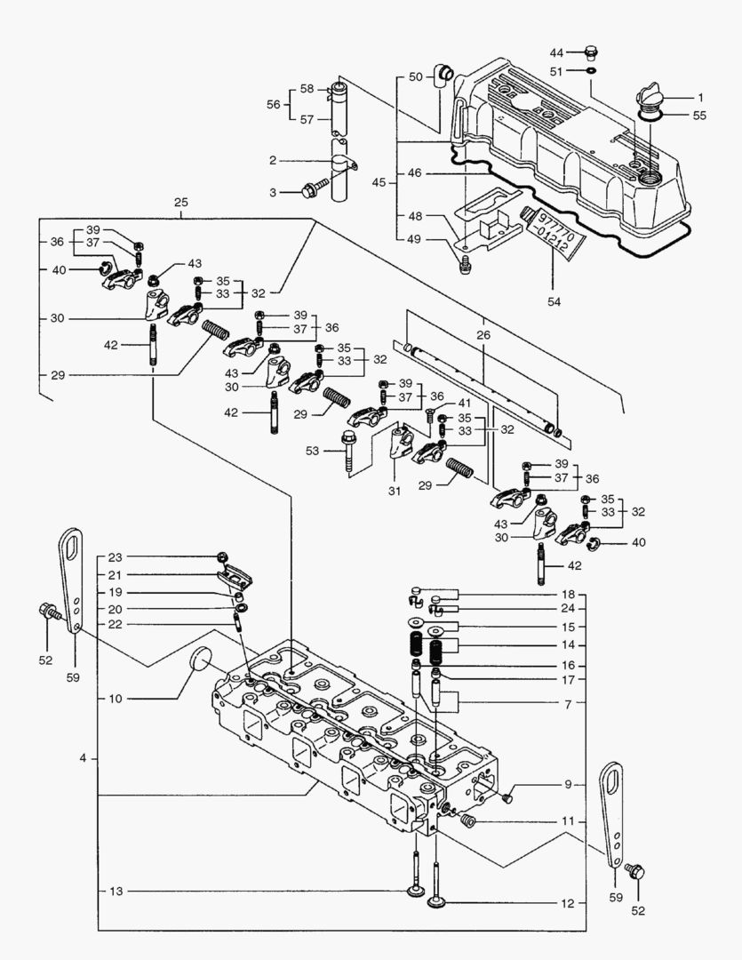 Схема 004 CYLINDER HEAD & BONNET [1001~1153]