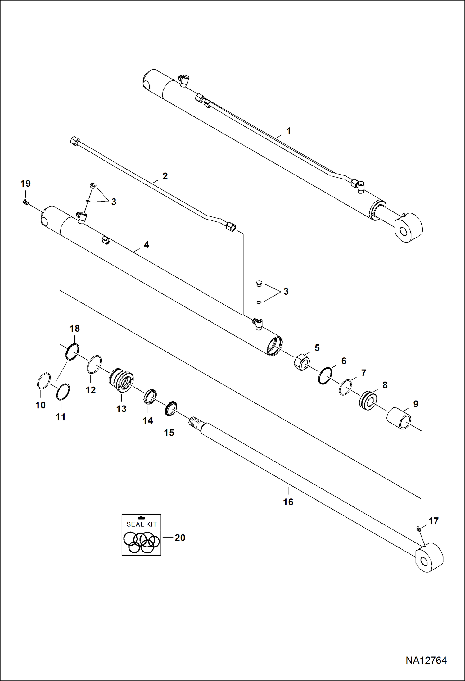 ГИДРОЦИЛИНДР ПОДЪЕМА (БУФЕРНЫЙ ЦИЛИНДР) (СЕРИЙНЫЙ НОМЕР AJDT11626 И ВЫШЕ)