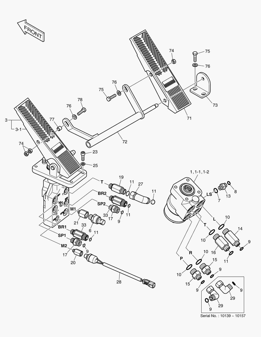 1250 BRAKE PEDAL VALVE & STEER UNIT